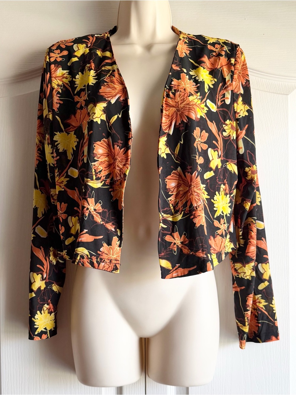 Vintage 70s Karin Stevens Fall Floral Open Front Jacket